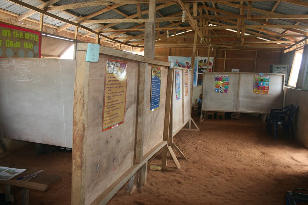 Classrooms partitioned with boards